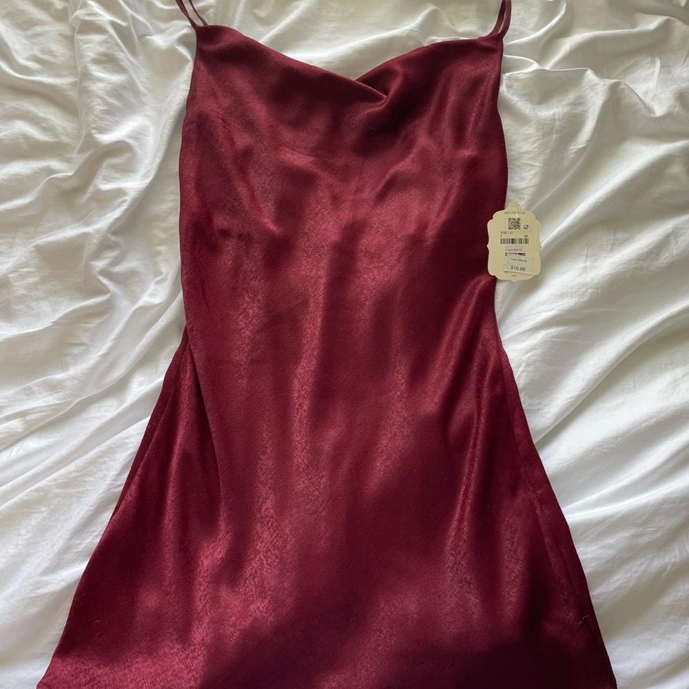 Maroon satin dress